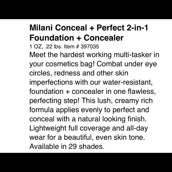 2 Milani Conceal + Perfect 2-in-1 foundation - Picture 8 of 9